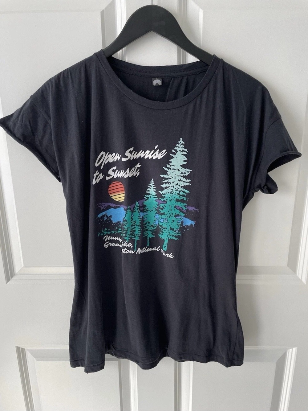 Indy Brand Grand Teton National Park Cotton Black Tee T Shirt Womens Size Large
